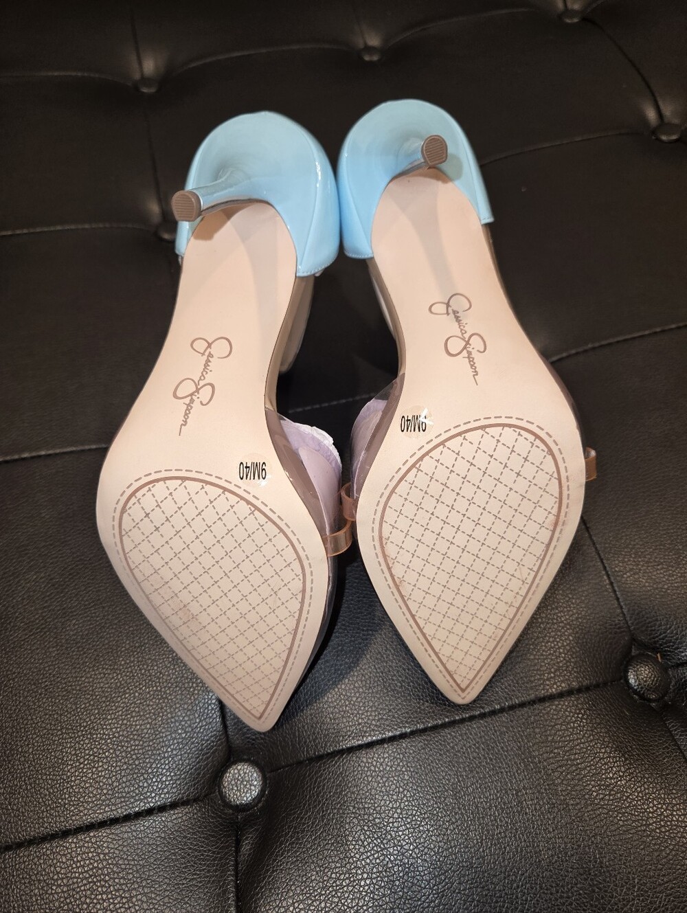 Jessica Smpson Heels. Pointed Toe Ankle Strap Pumps in Pastel Multi-Color - Picture 6 of 8
